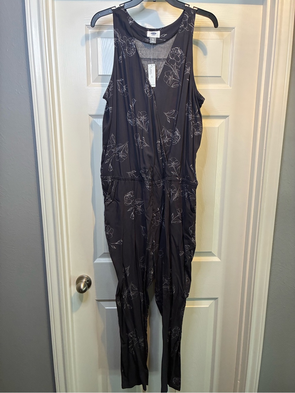 Old Navy Black Floral Sleeveless Jumpsuit